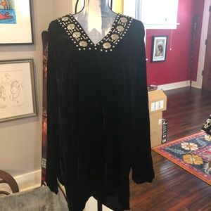 Double D Ranch Womens L Black Velvet Tunic